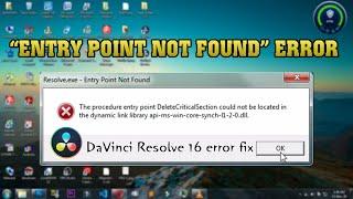 DaVinci Resolve Entry Point Not Found issue fixfor windows 7810  Adhav