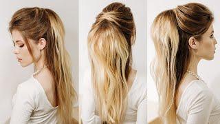 Half up half down volume  in ponytail with extensions.
