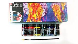 Marabu Graphix Aqua Inks Review  Introductory Set  Swatching and Painting