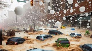 A moment ago in Romania Unprecedented storm devastated Suceava flood and hail