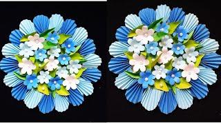 paper flower wallhanging craft ideawall decorationblue colour paper flowereasy craftwallmate