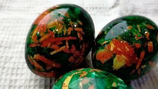 Мраморные яйца на Пасху. Marble egg coloring for Easter.