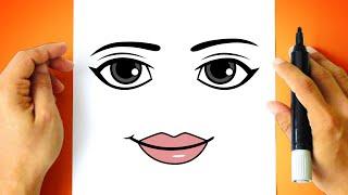 Como DESENHAR a WOMAN FACE do ROBLOX - Como DIBUJAR a WOMAN FACE de ROBLOX - fácil