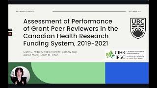 Performance of Grant Peer Reviewers in the Canadian Health Research Funding System 2019-2021