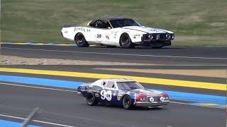 NASCAR Olympia Dodge Charger & Ford Torino pure V8 Sound Le Mans Classic 2022