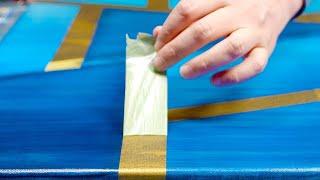 Abstract Painting Demo with Golden Line  or bleu