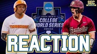 REACTION Tennessee Baseball BEATS FSU To Advance To CWS Finals
