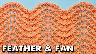 FEATHER AND FAN Knit Stitch for Beginners Best Beginner Knit Stitches