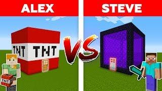 MINECRAFT - ALEX vs STEVE PORTAL HOUSE vs TNT HOUSE - The Best Episodes