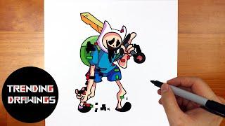 How To Draw FNF MOD Character - CN Takeover Finn Easy Step by Step