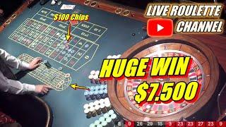  LIVE ROULETTE  HUGE WIN 7.500 In Real Casino  $100 Chips Inside Session  2024-07-09