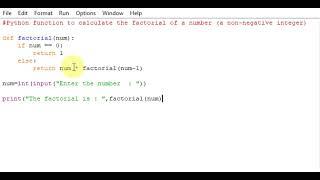 Python function to calculate the factorial of a number a non-negative integer