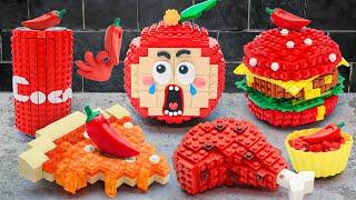 Lego Mukbang Spicy Fast Food Challenge   Stop Motion & LEGO Food ASMR