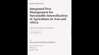 Integrated Pest Management for Sustainable Intensification of Agriculture in Asia and...  RTCL.TV