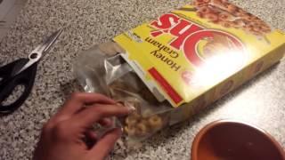 In depth unboxing and content review of Honey Graham Ohs breakfast cereal NOT AVAILABLE IN TORONTO