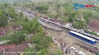 VIDEO UDARA Kecelakaan KA Argo Semeru dan KA Argo Wilis Anjlok di Sentolo Kulon Progo