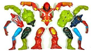 AVENGERS TOYS ASSEMBLE  HULK SMASH VS SPIDERMAN VS SUPERMAN VS HULK BUSTER SUPERHERO