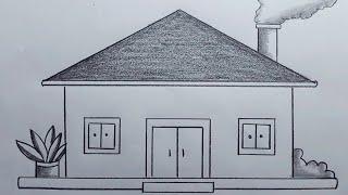 How to draw a house step by step  House drawing tutorial easy  Draw house  House sketch