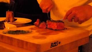 Chapeau in San Francisco - Carving a Bone in Rib Eye Steak for 2