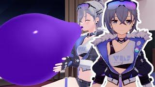 Silver Wolf Inflate then deflate purple Balloon Anime Girl Looner