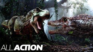 Spinosaurus Kills a T-Rex Spinosaurus VS T-Rex  Jurassic Park 3  All Action