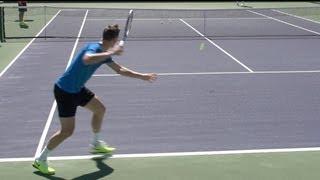 Tomas Berdych Forehand and Backhand from Back Perspective - BNP Paribas Open 2013