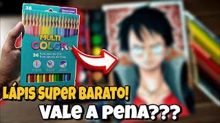 Testei um lápis Super Barato O que Achei?? Review Multicolor 36 cores  Drawing Luffy One Piece 