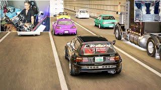 CONVOY HONDA CIVIC EG6 & MAZDA RX-7 & SILVIA S14  STEERING WHEEL + PEDAL CAM  ASSETO CORSA