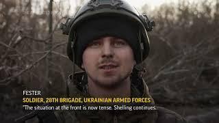 Mortar fire on the frontline in Ukraine