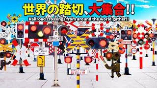【踏切アニメ】世界のふみきりがいろんな場所でカンカンRailroad crossings of the world on various places