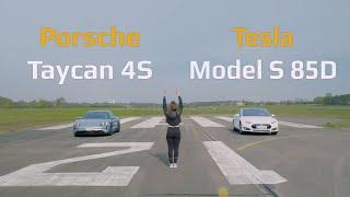 Porsche Taycan 4S  Test  Dragrace vs Tesla