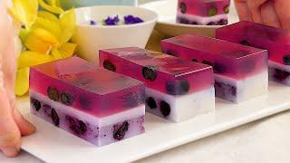 Blueberry Coconut Agar-agar RecipeNatural Blueberry FlavourRefreshing Agar-agar Recipe蓝莓燕菜糕果冻食谱