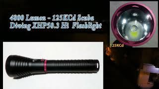 Scuba diving flashlight XHP50.3 Hi 4800Lm 125KCd