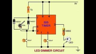 Electronics LED Dimmer circuit using 555 timer IC