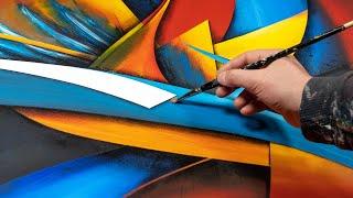 Mesmerizing abstract painting  Colors shapes and shadows  Graceful Contortions