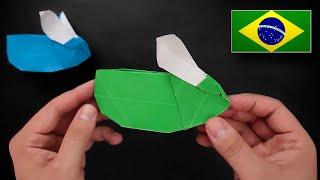 Origami CaixaCesta de Coelho para Páscoa - Instruções em Português PT-BR