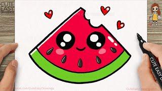 How to Draw a Cute Watermelon Easy for Kids and Toddlers