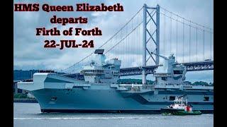 HMS Queen Elizabeth exits Firth of Forth