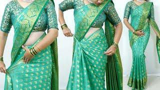 Banarasi silk saree draping in very easy steps  saree draping tips & tricks with perfect pleats