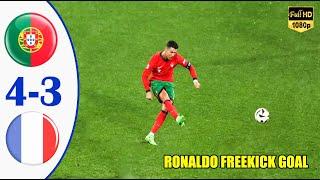 Portugal vs France 4-3  Quarter Final EURO 2024  Highlights & All Goals  Ronaldo freekick goals