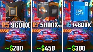 AMD RYZEN 5 9600X vs RYZEN 7 5800X3D vs INTEL i5-14600K  Test in 6 Games