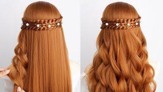 Simple And Unique Hairstyle For Long Hair Girls - Braid Hairstyle Half Up Half Down
