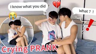 Saying To Boyfriend I Know What You Did And Then Breaking Down Crying...Gay Couple Crying Prank
