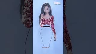 Beautiful dress with Glitter  Fashion Illustration  Satisfying Creative Art