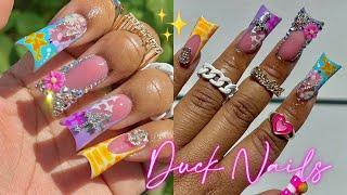 FUN FRENCH DUCK NAILS   HOW TO SHAPE DUCK NAILS