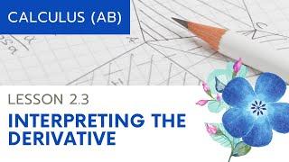 AP Calculus AB Lesson 2.3 Interpreting the Derivative