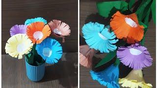 How to make colourful beautiful flowers with craft papereasy paper flower for home decorDIY flower