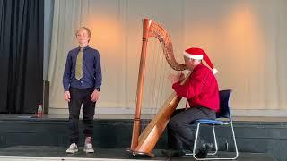 Christmas song - 17th century carol sung by 11yo boy accompanied by harpist Kim Kirkman.