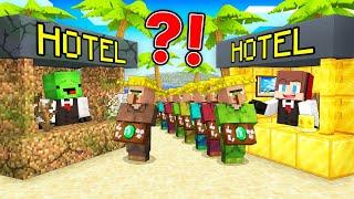 JJs RICH HOTEL vs Mikeys POOR HOTEL Survive Battle in Minecraft - Maizen