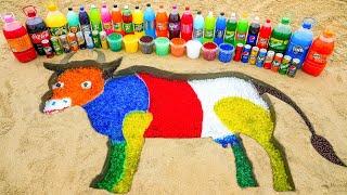 How to make Rainbow Cow with Orbeez Big Monster Fanta Sprite Coca Cola vs Mentos & Popular Sodas